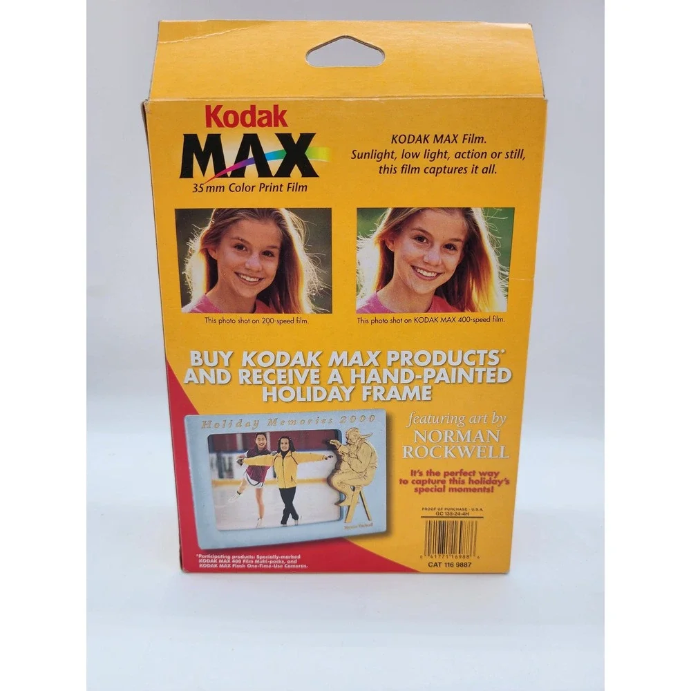 Kodak MAX 35mm Film 4 Rolls Expired 2002 Norman Rockwell Limited Edition Frame
